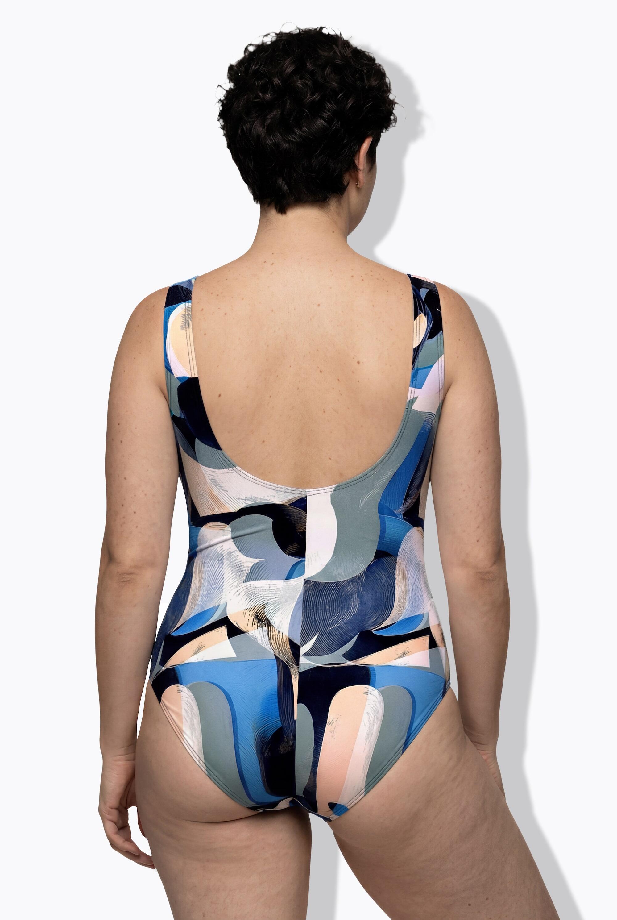 Dames Badpak abstracte print zonder zachte cups ronde hals 2/7