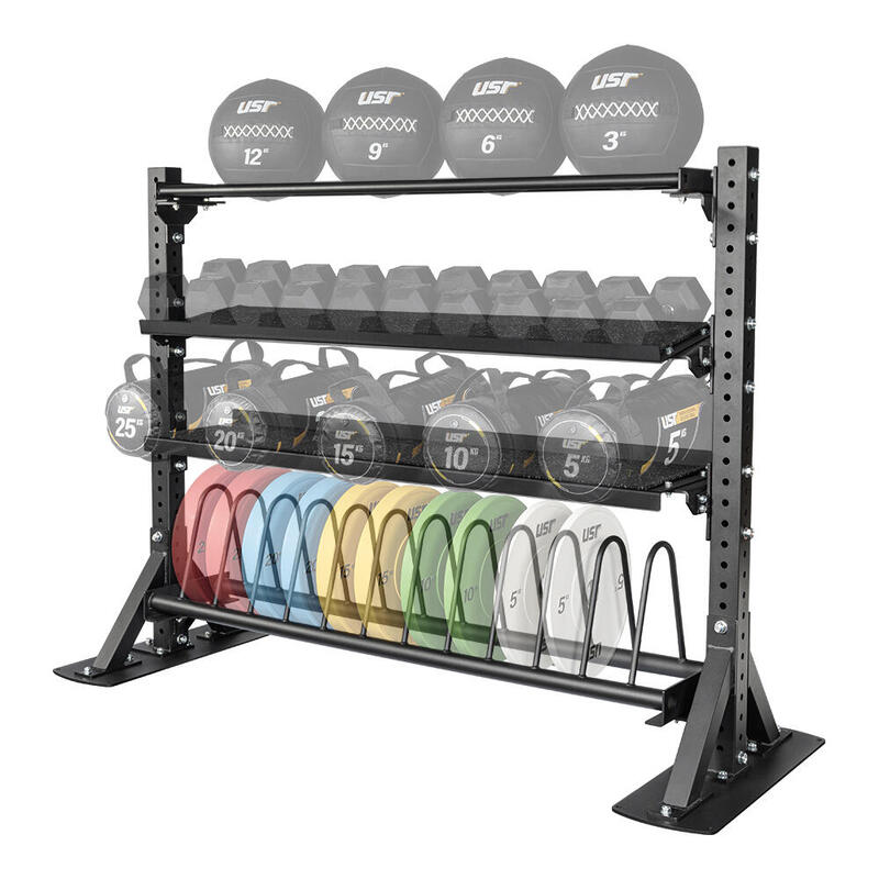 USR Miletos-B-R40 4 Katlı Bumper Plaka-Dambıl-Kettlebell-Wallball Rafı