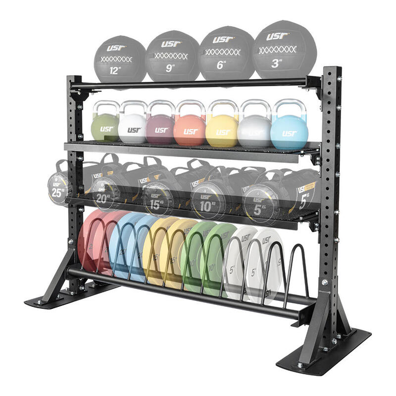 USR Miletos-B-R40 4 Katlı Bumper Plaka-Dambıl-Kettlebell-Wallball Rafı