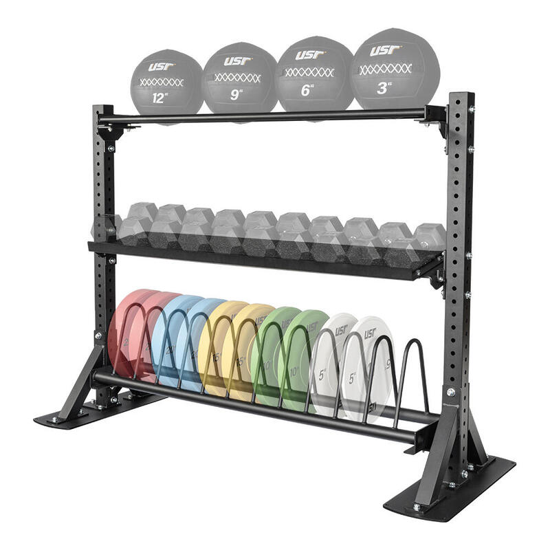 USR Miletos-A-R30 3 Katlı Bumper Plaka-Dambıl-Kettlebell-Wallball Rafı