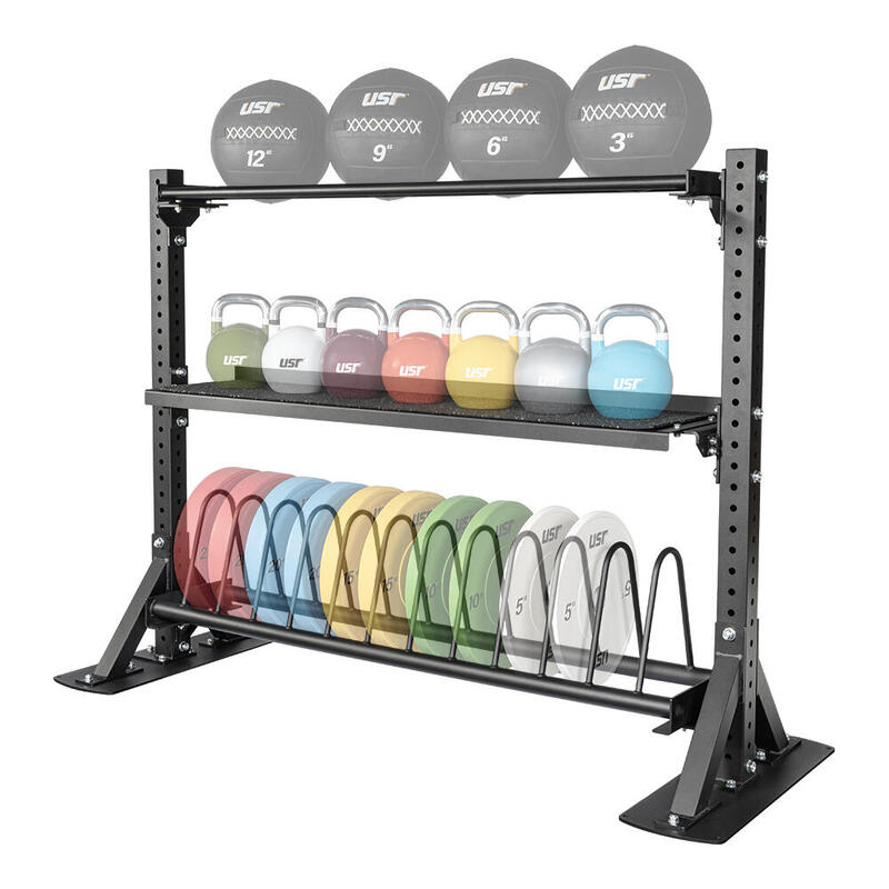 USR Miletos-A-R30 3 Katlı Bumper Plaka-Dambıl-Kettlebell-Wallball Rafı