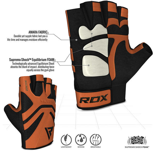 FITNESS-HANDSCHUH AUS LEDER S12 TAN-S 2/3
