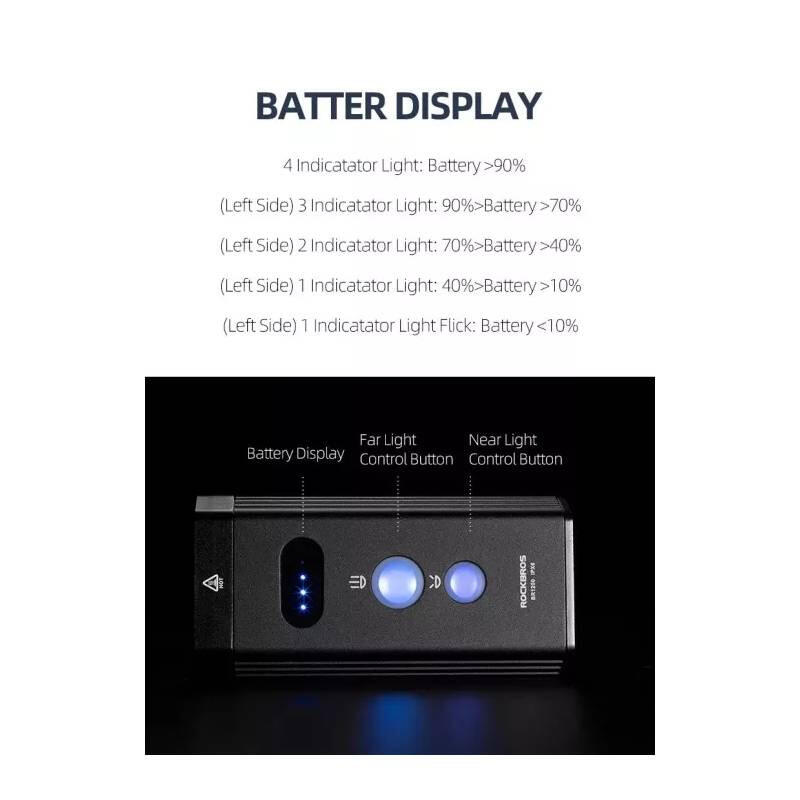 ROCKBROS BR2000 Lampka rowerowa przednia 2000LM USB IPX6 POWERBANK 7/7