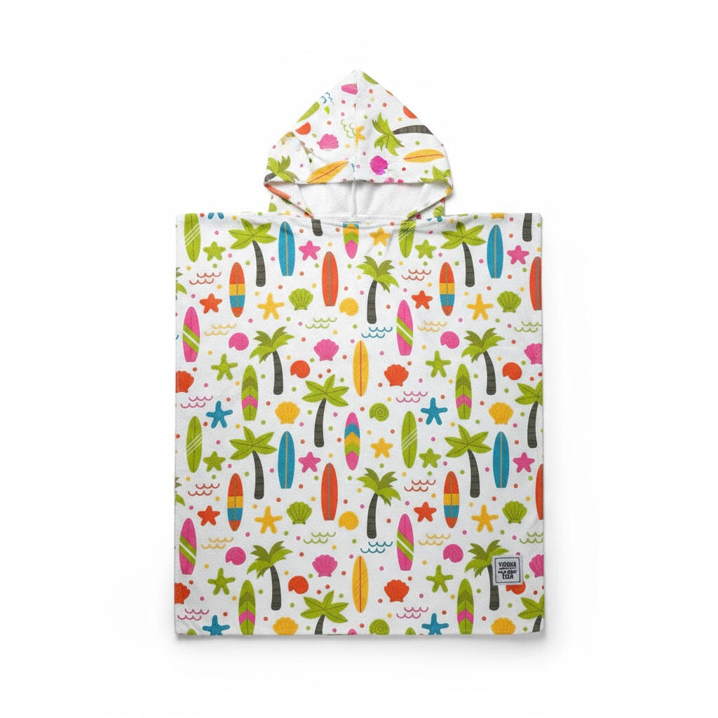 Poncho de serviette Surf Enfants Microfibre Palms & Boards 3/6