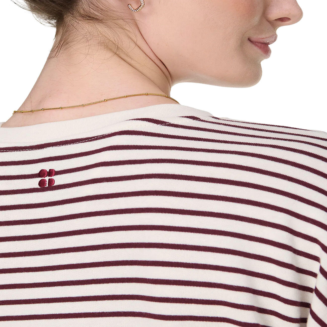 SWEATY BETTY Sweaty Betty After Class Crop Sweatshirt  OFFWHITE BORDEAUX STREPEN 5/7