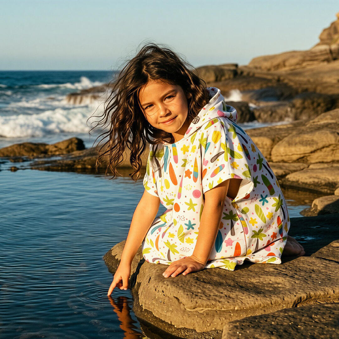 Poncho de serviette Surf Enfants Microfibre Palms & Boards 5/6