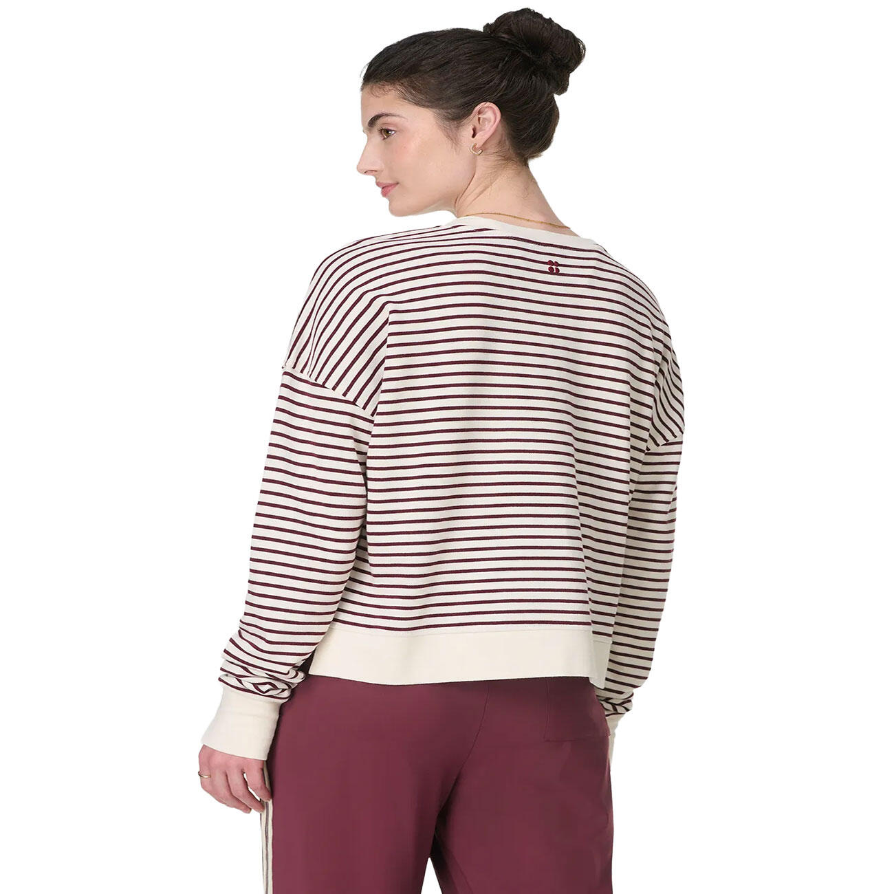 SWEATY BETTY Sweaty Betty After Class Crop Sweatshirt  OFFWHITE BORDEAUX STREPEN 4/7