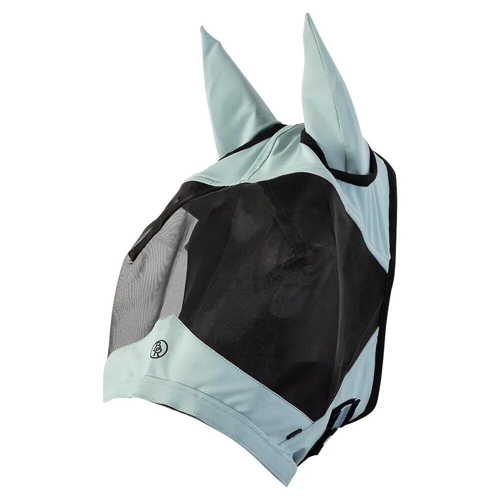 BRISKORE Masque Anti-Mouches Cheval Avec Protège-Oreilles - Protection UV 60% - Tissu Extensible Ultra-Confort - Taille M Bleu Turquoise