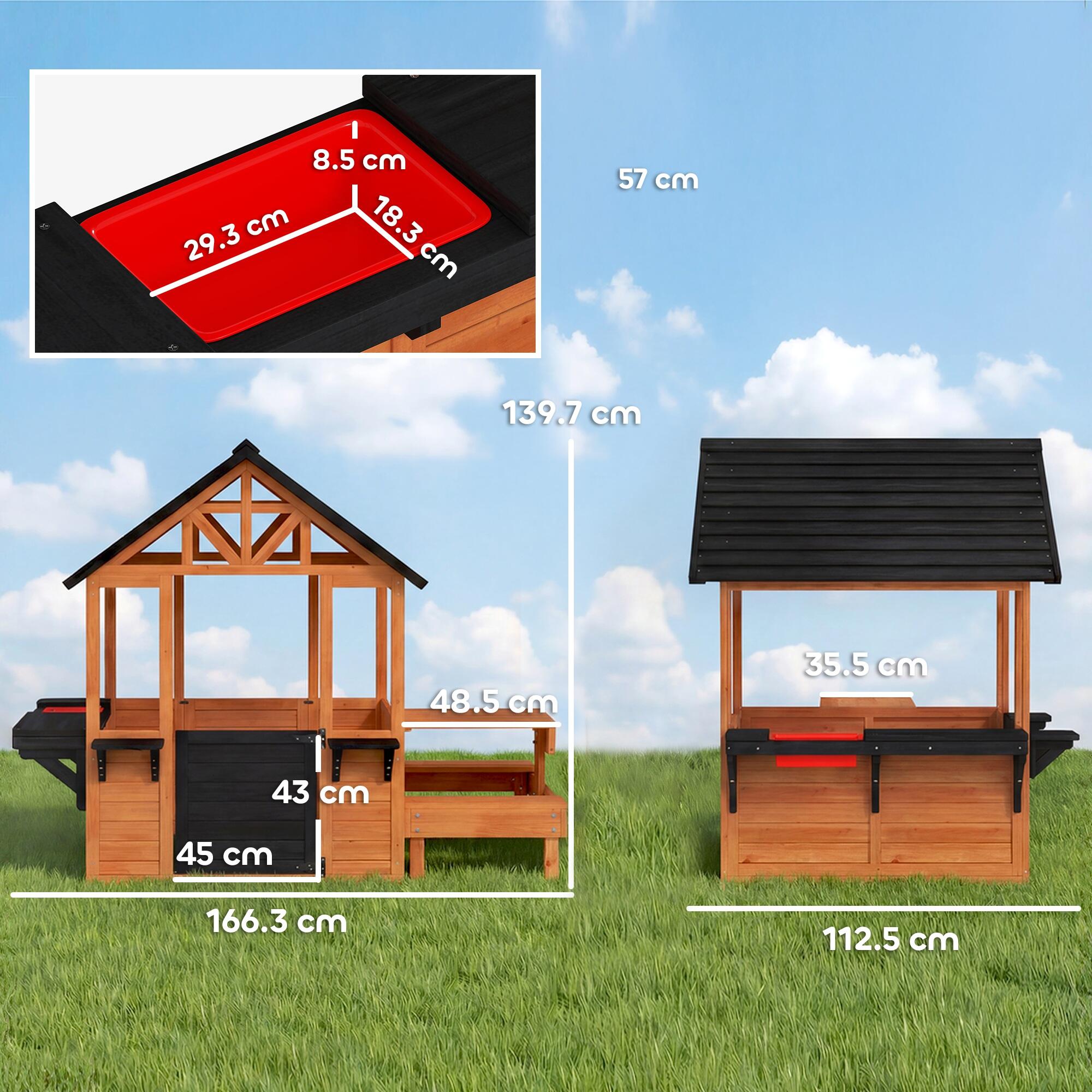 Casita Infantil AIYAPLAY 166.3x112.5x139.7 cm Marrón 3/5