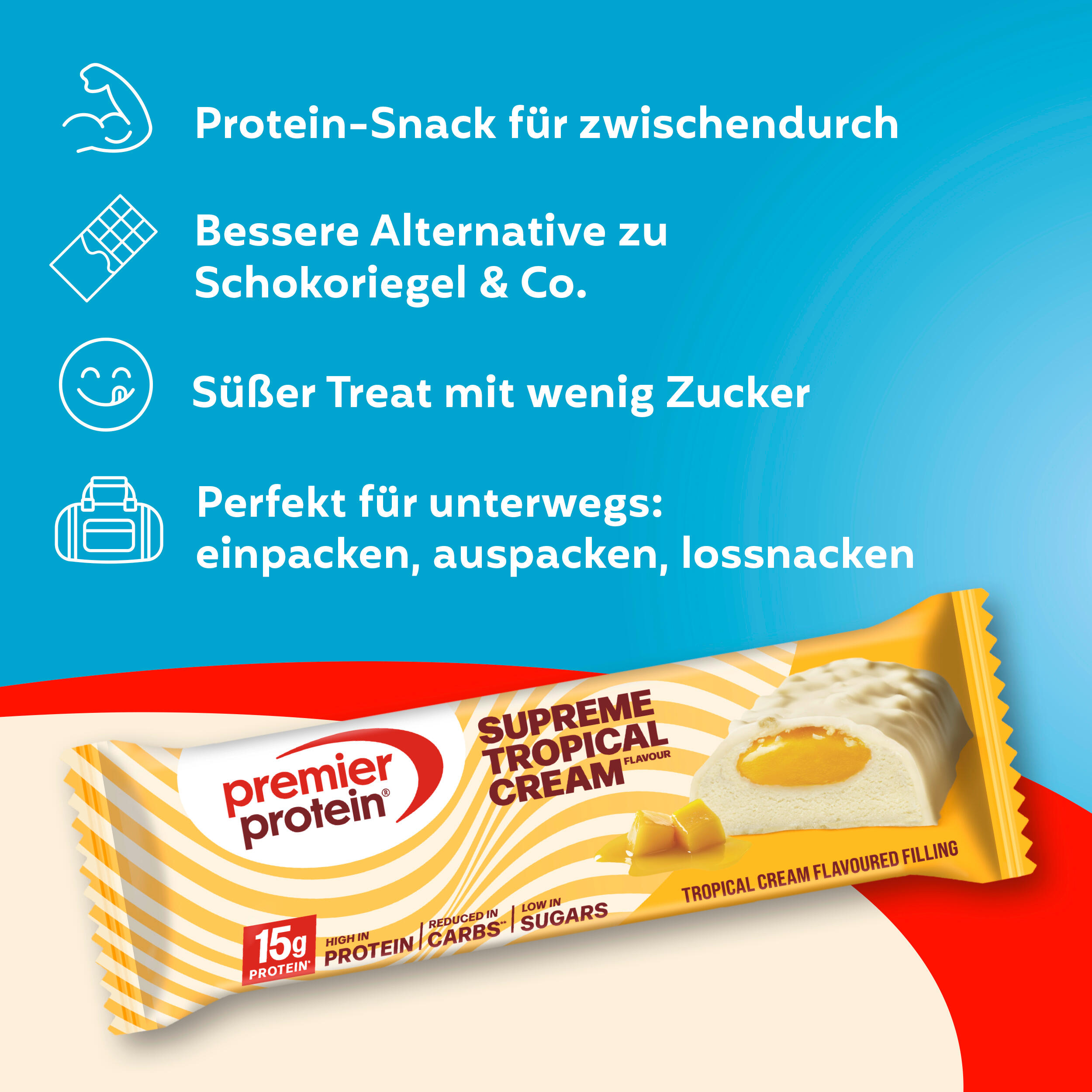 Supreme Bar Tropical Cream 12x42g Low Sugar palmölfrei 4/5
