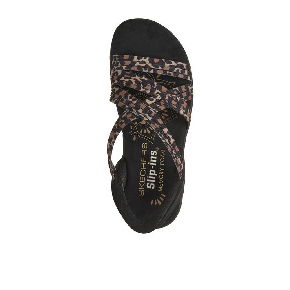 Sandalias Skechers Mujer Reggae Slim Simply Stretchy Leopardo 3/4