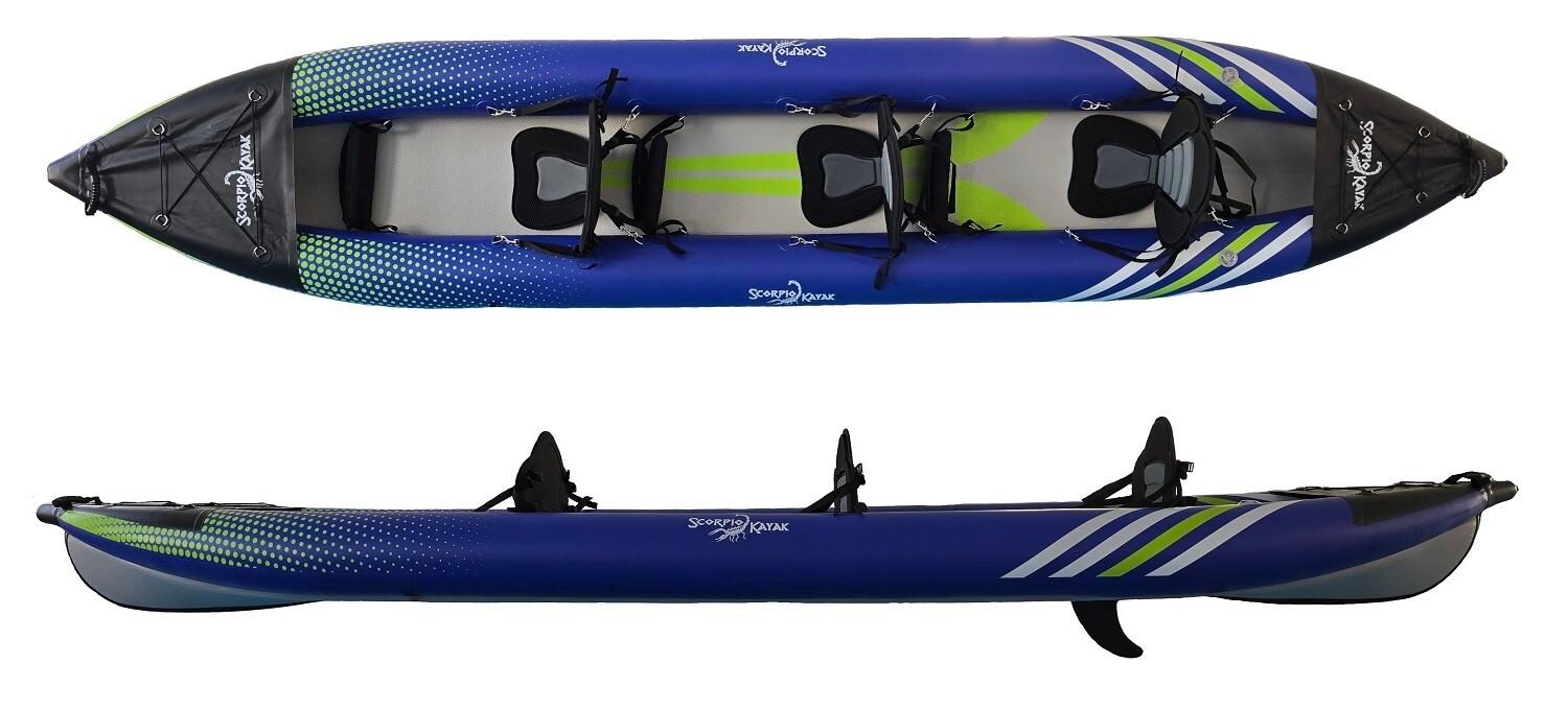 Kajak trzyoosobowy pompowany do pływania Scorpio kayak Hybrid New III zestaw 2/4