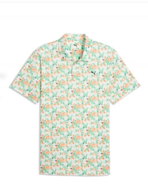 Polo de golf homme Puma Mattr Deco, vert et orange 1/2