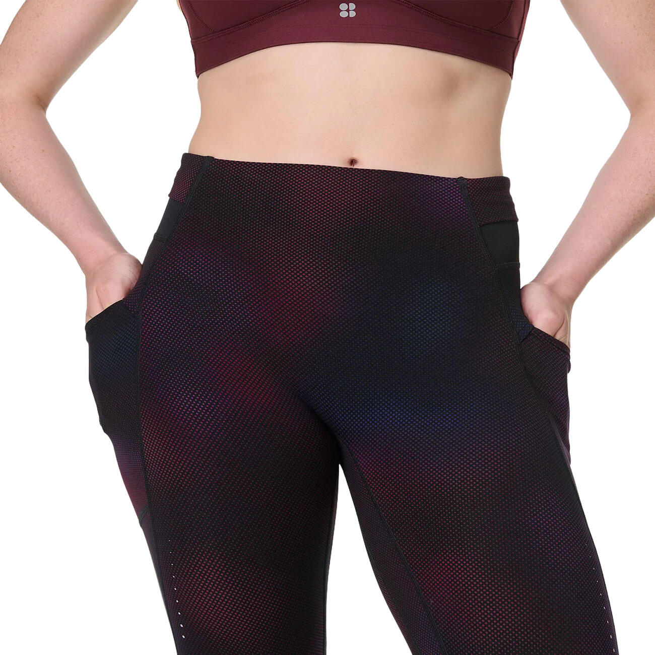 SWEATY BETTY Runner's High Leggings  RODE PIXEL FADE PRINT M 5/7