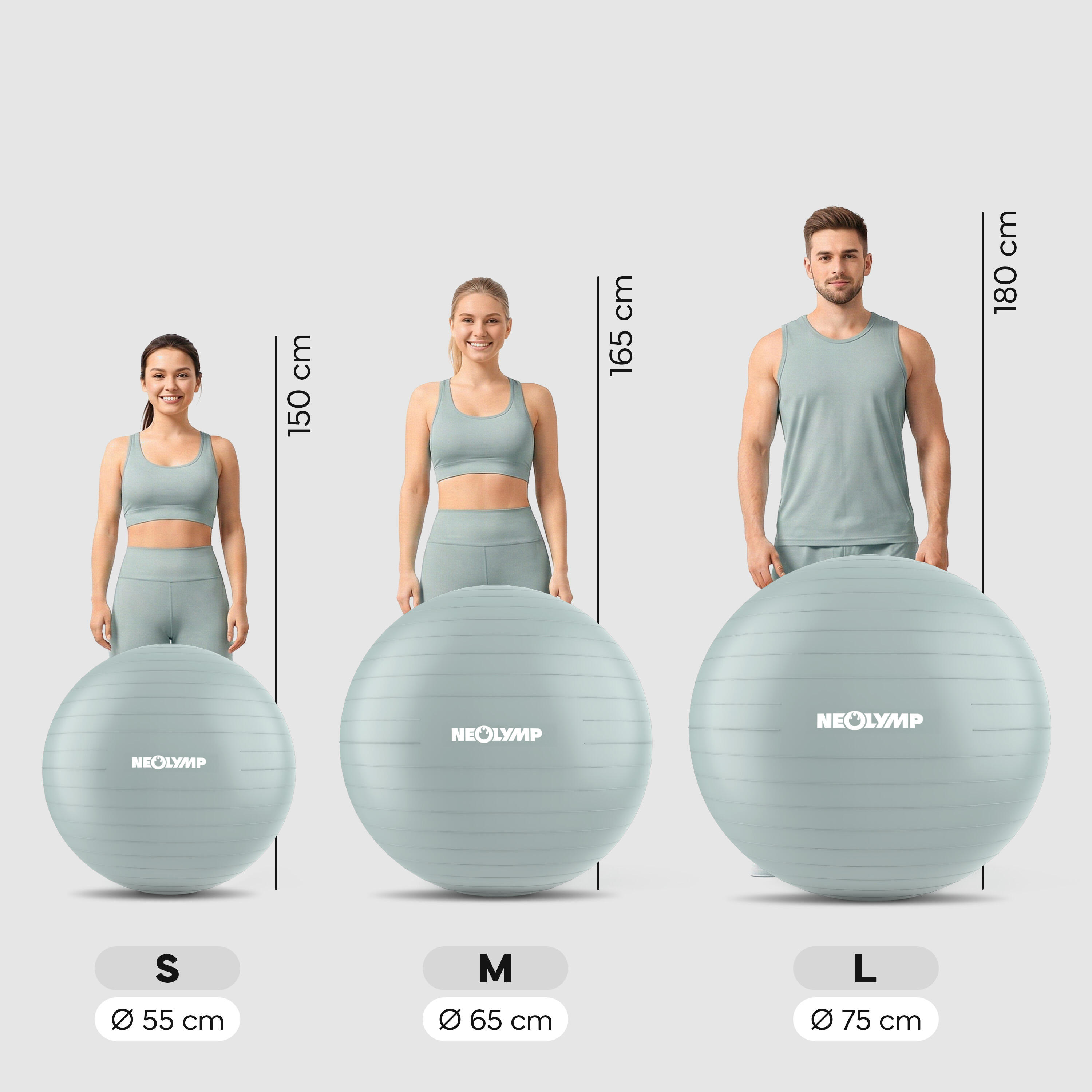Gymnastikball Sitzball Büro ergonomisch – Anti-Burst bis 300 kg Erwachsene. L 2/6