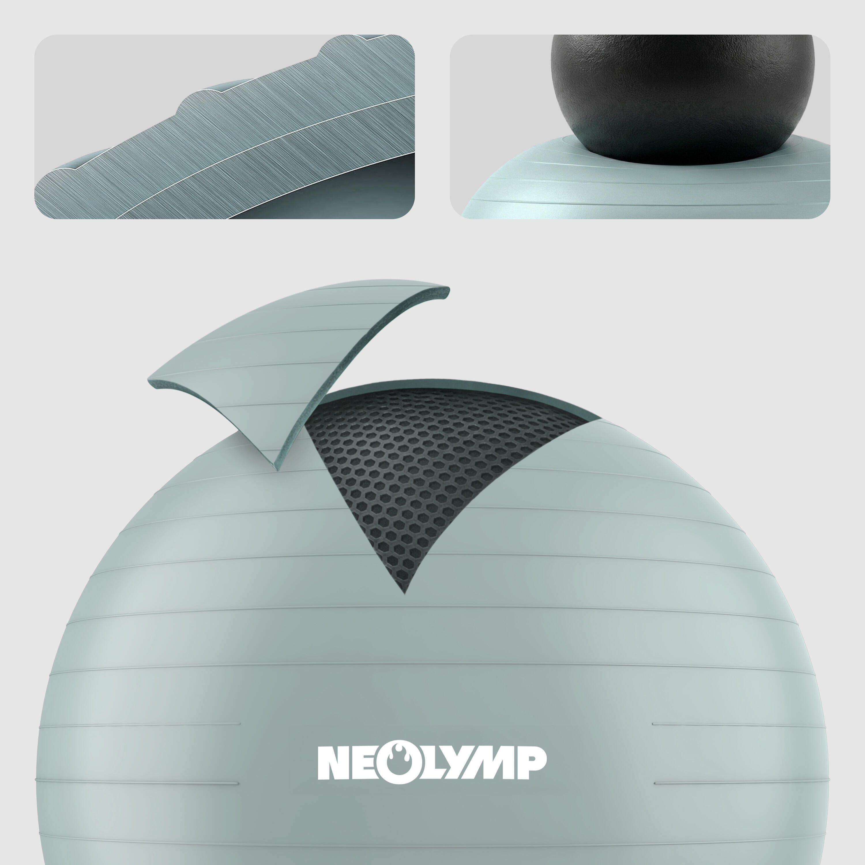 Gymnastikball Sitzball Büro ergonomisch – Anti-Burst bis 300 kg Erwachsene. L 3/6