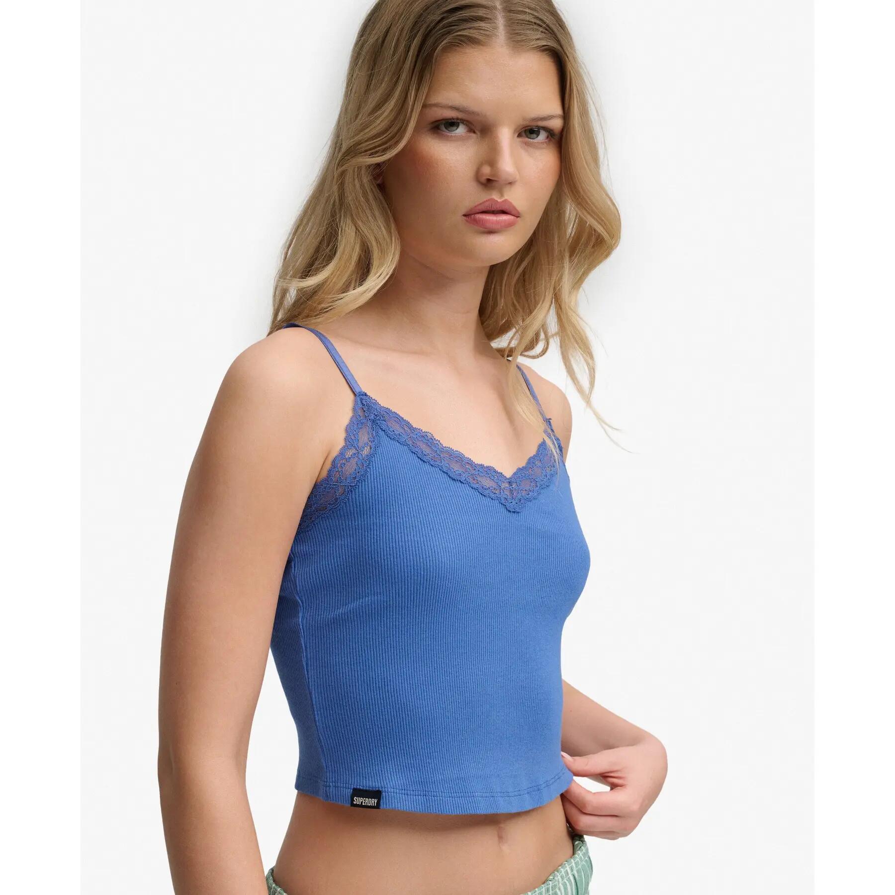 Canotta corta con bordino in pizzo donna Superdry Essentiel 2/7