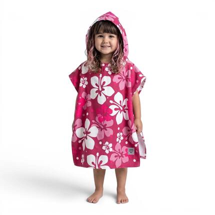 Poncho de serviette Surf Enfants Microfibre Pink Hibiscus