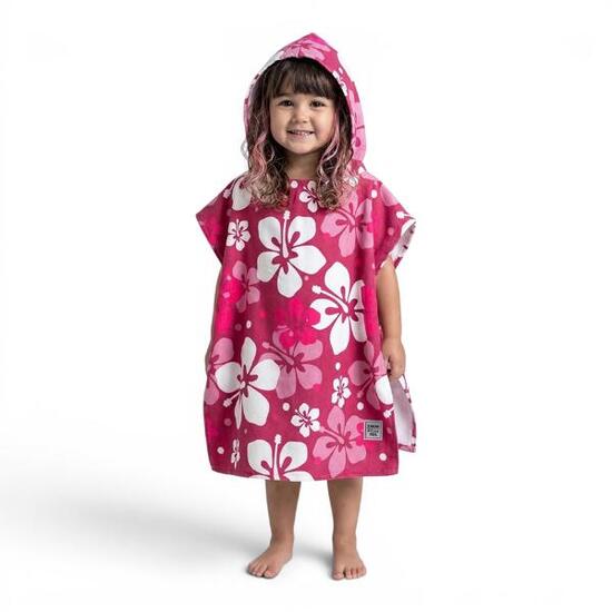 Poncho de serviette Surf Enfants Microfibre Pink Hibiscus