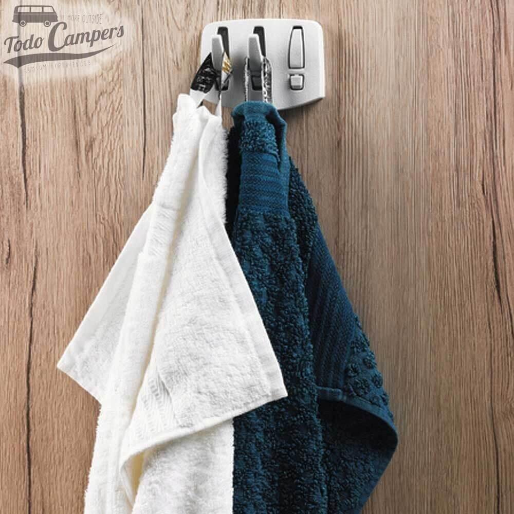 Perchero de 3 ganchos desplegables Froli de color gris claro 2/7