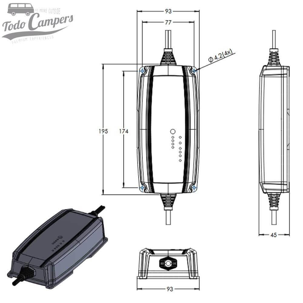 Cargador de batería portátil Victron Blue Smart IP65 Charger 12/15 - 15 A 5/6