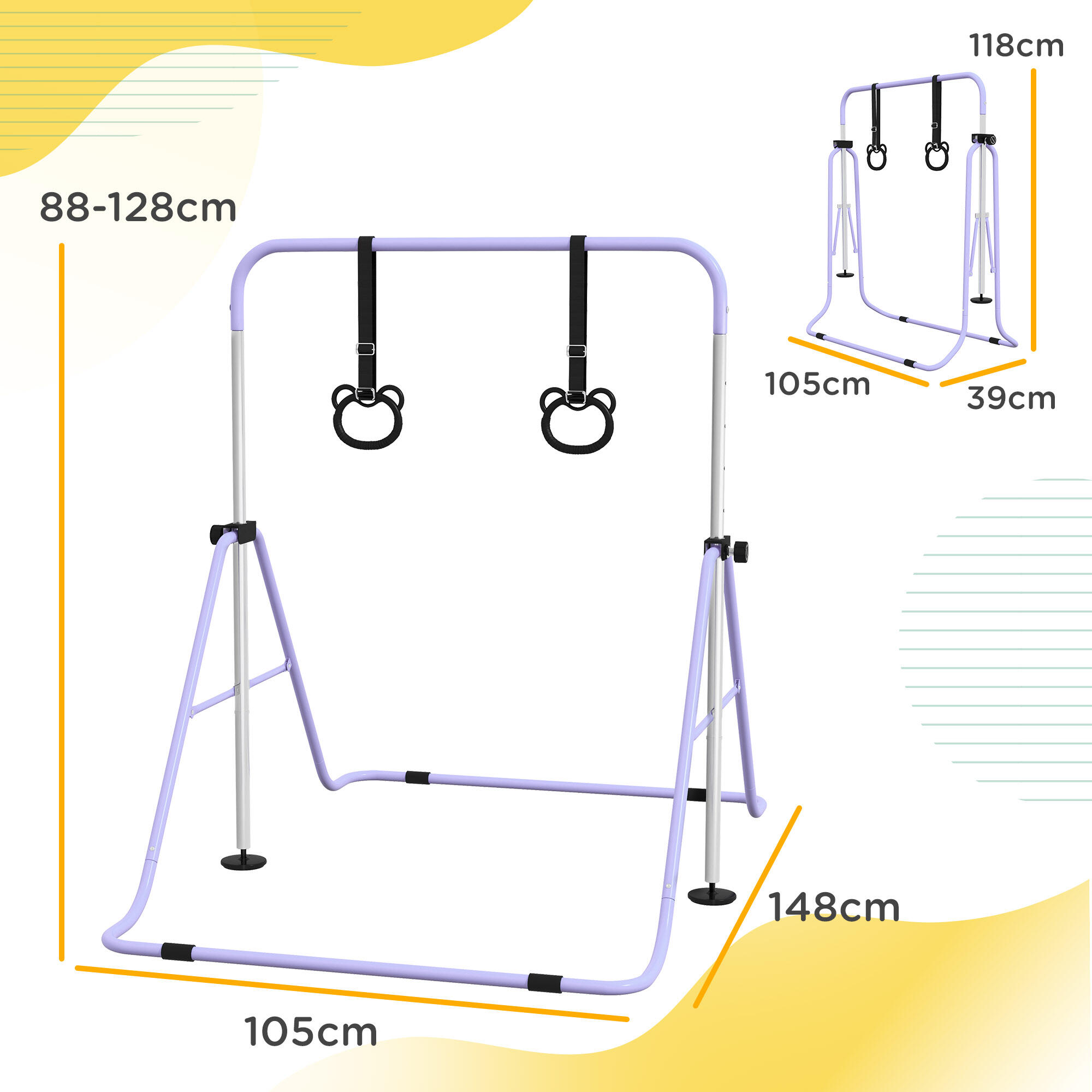 Barra de ginástica 148x105x128 cm roxo HOMCOM 3/5