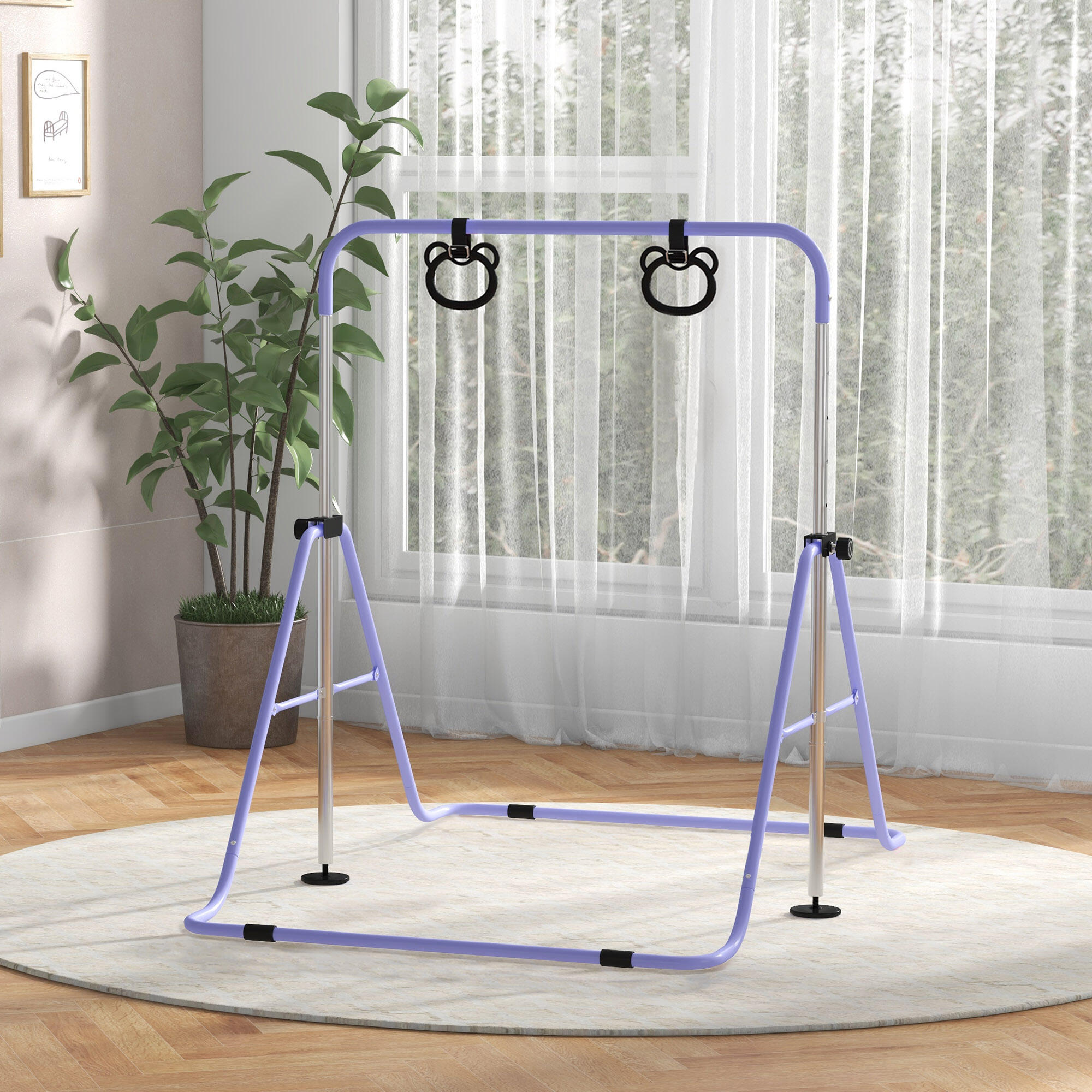Barra de ginástica 148x105x128 cm roxo HOMCOM 2/5