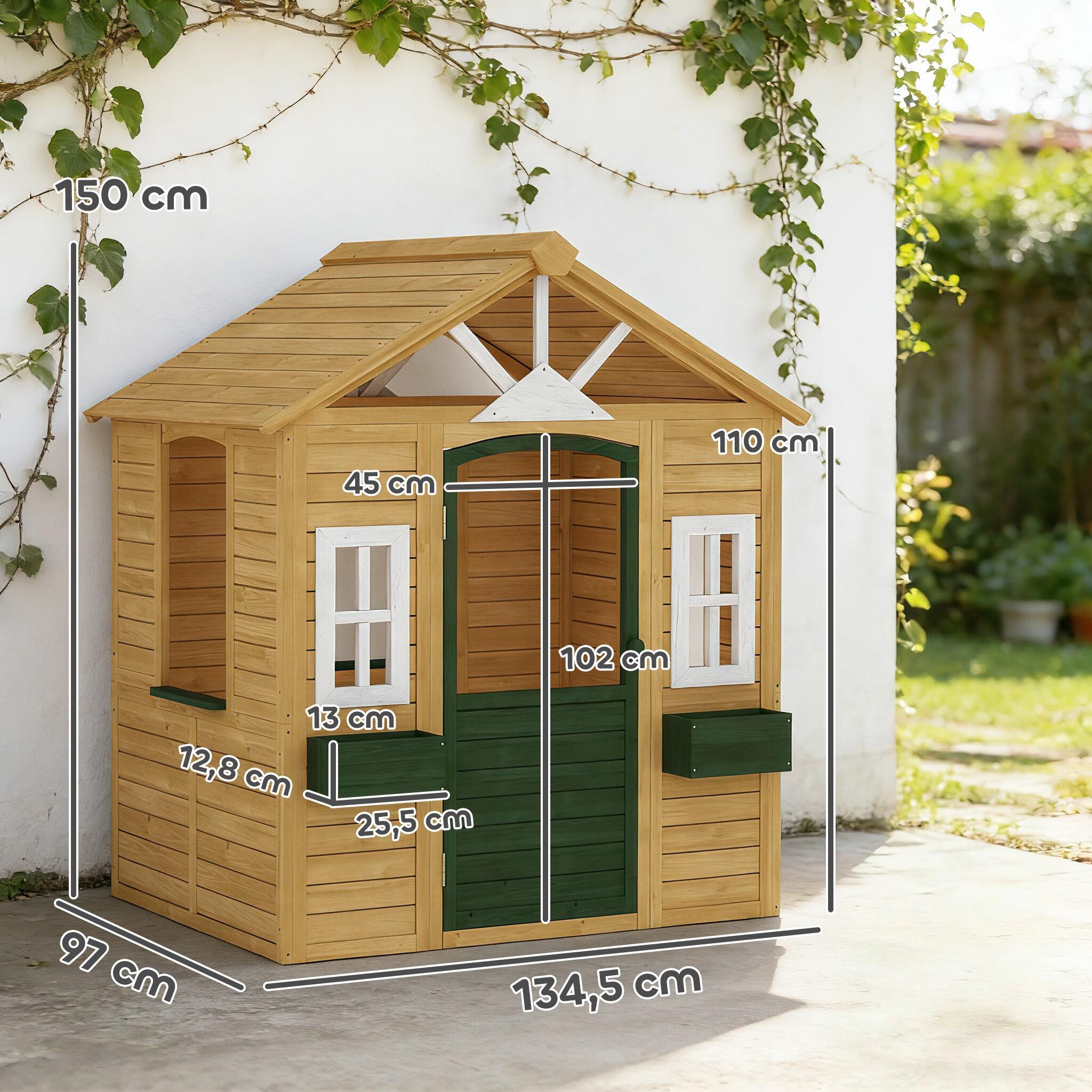 Casinha de madeira infantil 134,5x97x150 cm madeira AIYAPLAY 3/5