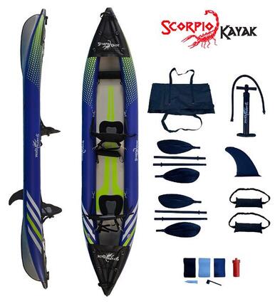 Kajak dwuoosobowy pompowany do pływania Scorpio kayak Hybrid New II zestaw