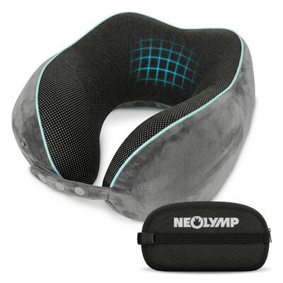 Cuscino da viaggio cervicale Memory Foam con supporto mento e 360°.
