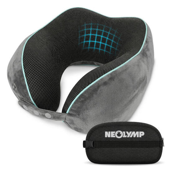 Cuscino da viaggio cervicale Memory Foam con supporto mento e 360°.