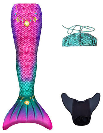 Set Queue de Sirène STAR (queue + monopalme + haut de bikini), TAILLE S 10+