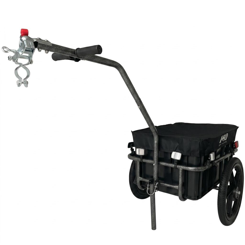 Bicycle Trailer Transport Trailer Bicycle With Crate 70L Reflectors - Black
