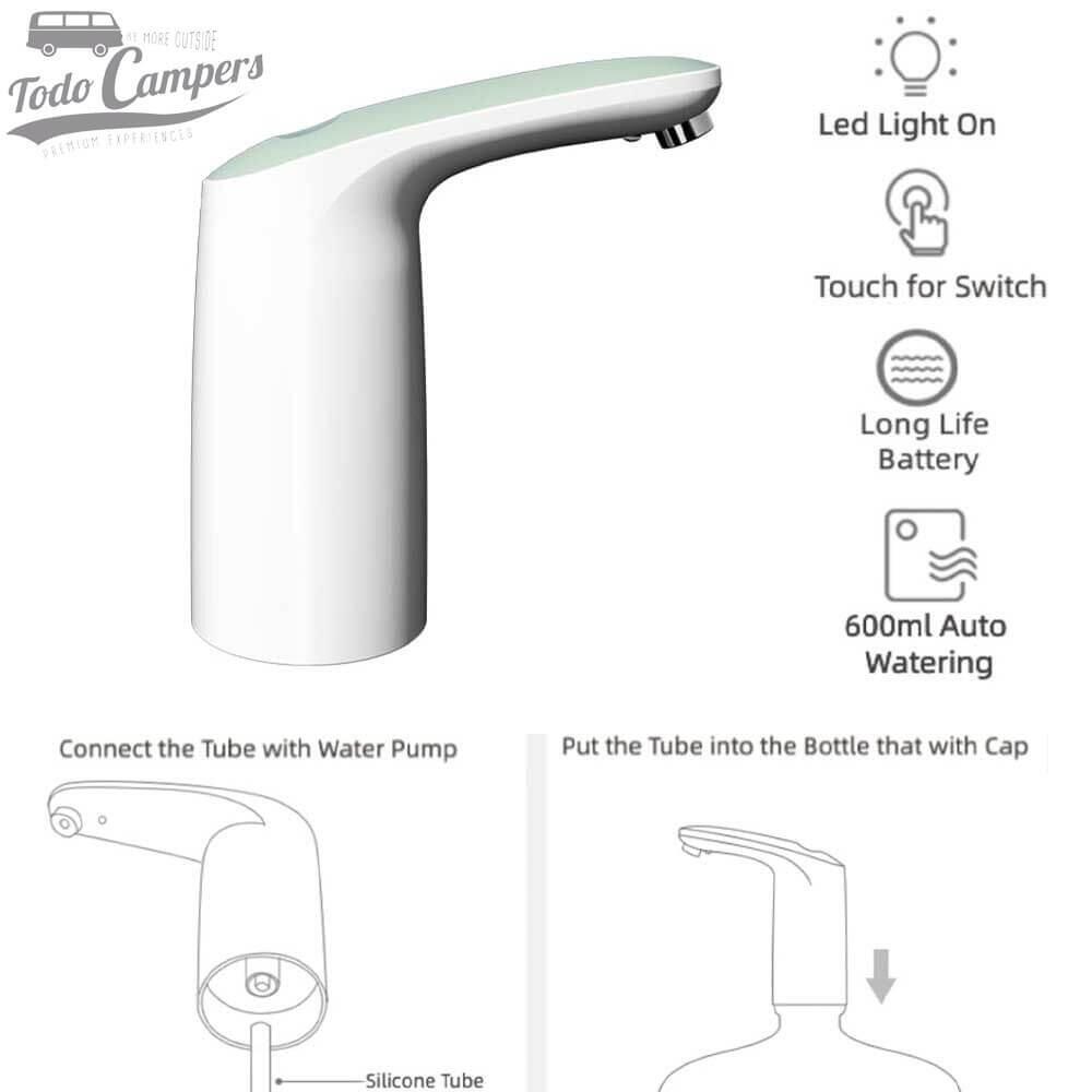Dispensador de agua portátil a batería USB Carbest para garrafas - Blanco 7/7