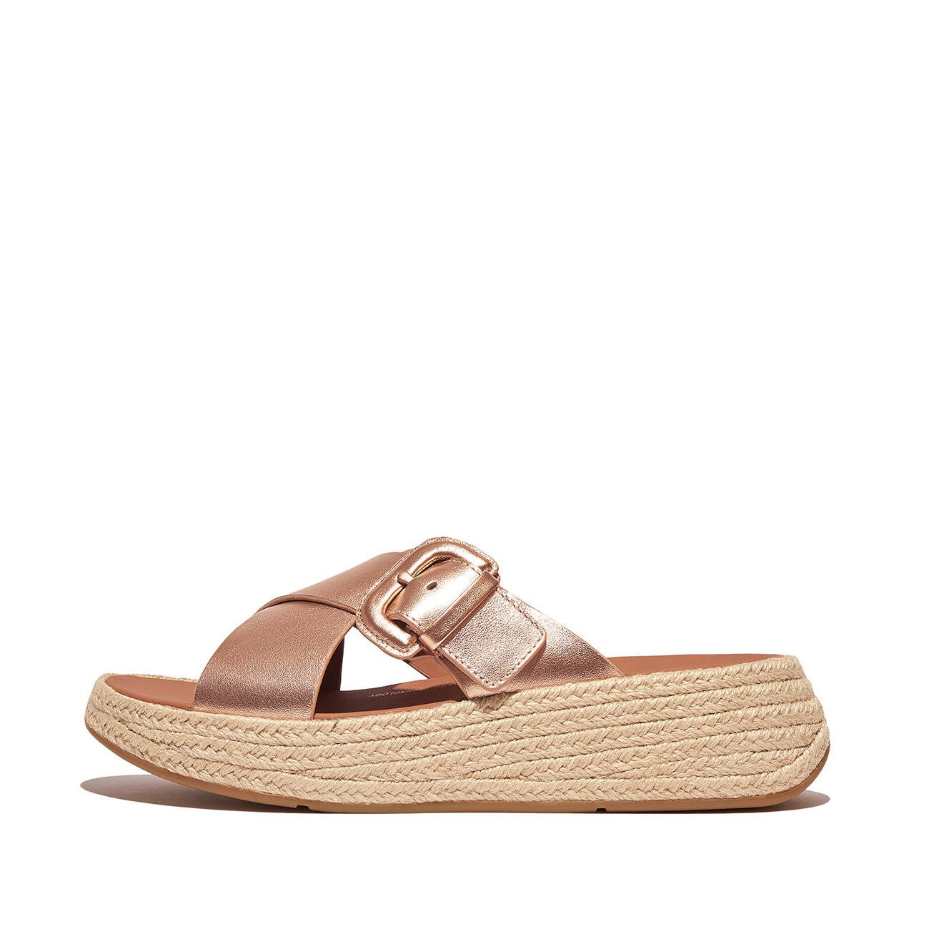 FITFLOP FitFlop F-Mode Espadrille Buckle M/Leather Flatform Slides  ROS 40 3/7
