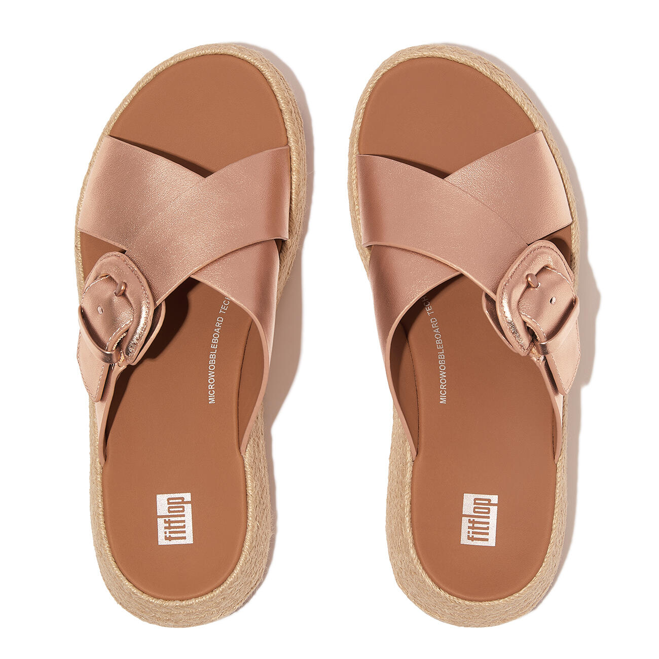 FITFLOP FitFlop F-Mode Espadrille Buckle M/Leather Flatform Slides  ROS 40 5/7