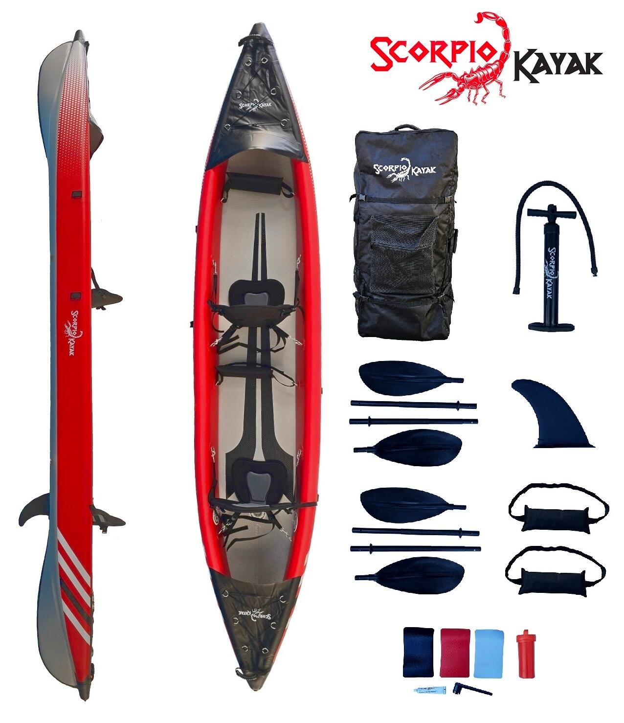 Kajak pompowany dwuosobowy do pływania Scorpio kayak DS 410 New dropstich
