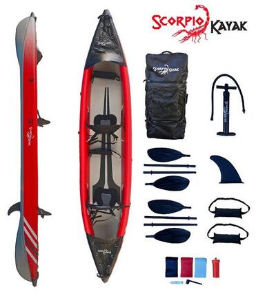Kajak pompowany dwuosobowy do pływania Scorpio kayak DS 410 New dropstich