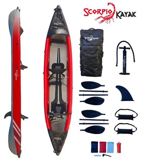 Kajak pompowany dwuosobowy do pływania Scorpio kayak DS 410 New dropstich