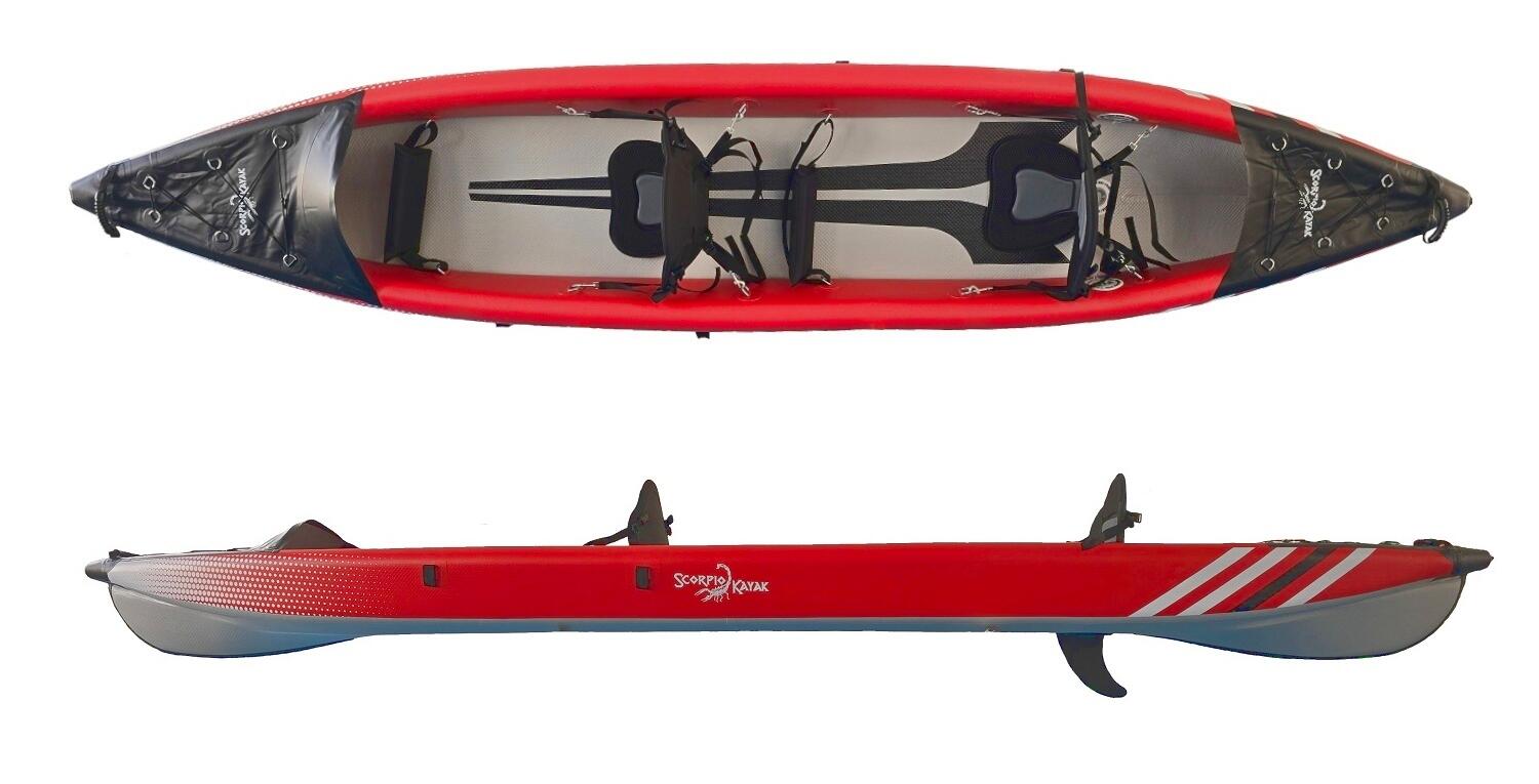 Kajak pompowany dwuosobowy do pływania Scorpio kayak DS 410 New dropstich 2/7