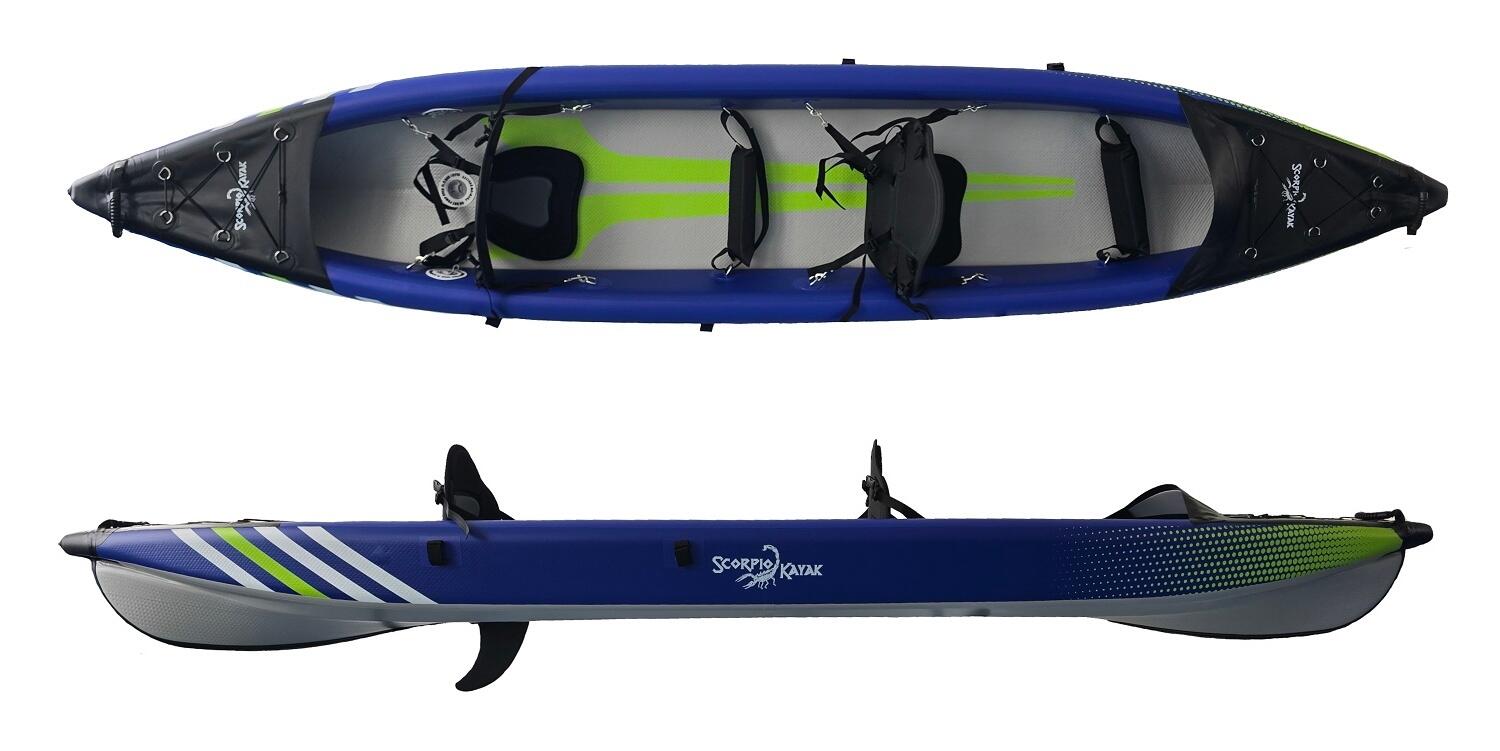 Kajak pompowany dwuosobowy do pływania Scorpio kayak DS 410 New dropstich 2/7