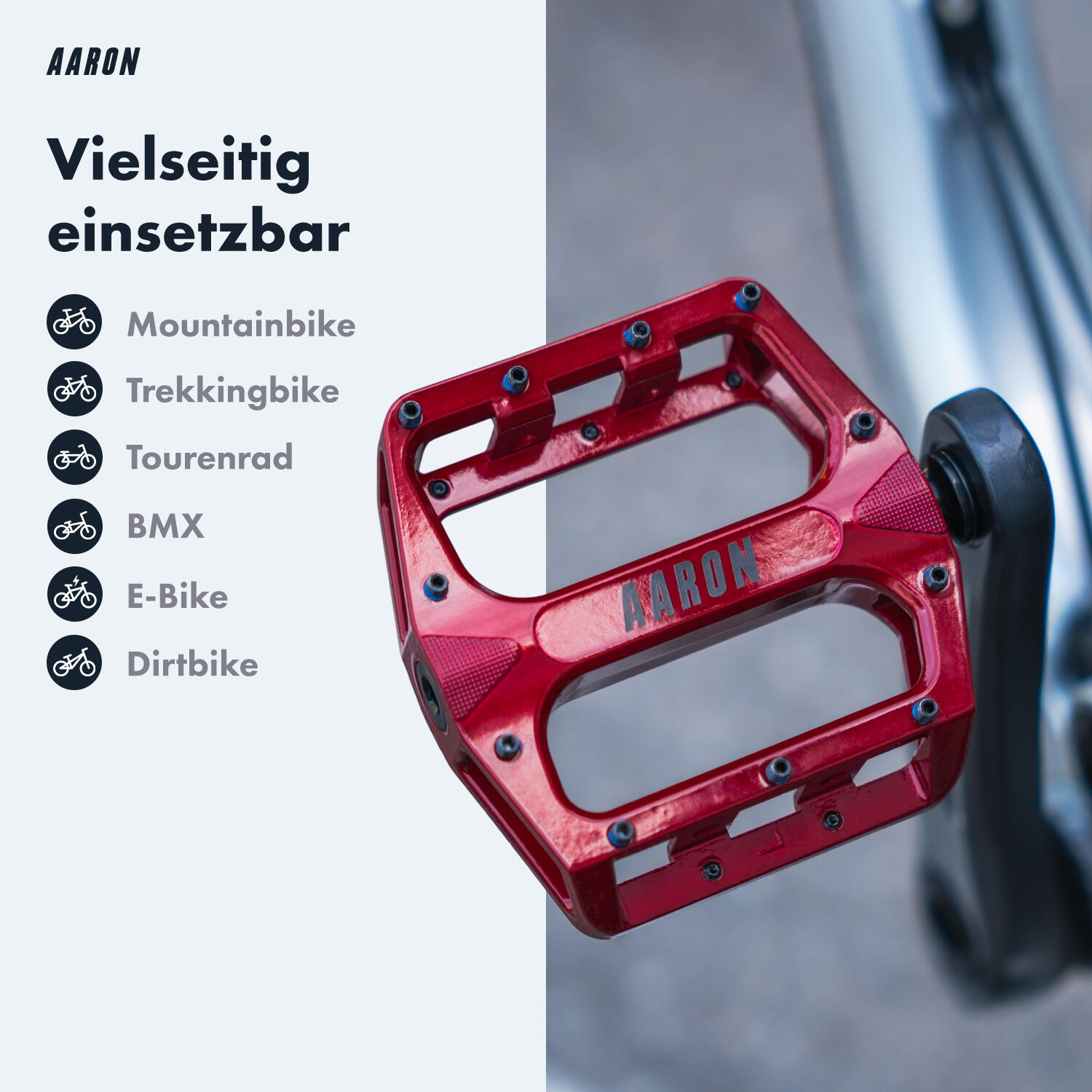 Rock MTB Pedale Aluminium, CroMo-Achse, 11 Pins - Rot 2/7
