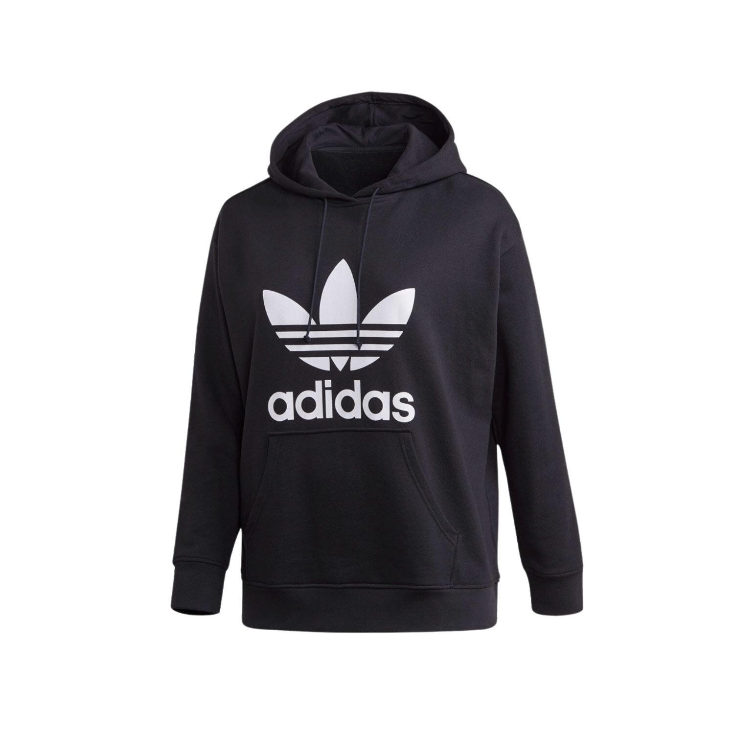 Bluza damska Adidas Frefoil Hoodie z kapturem plus size kangurka 3/4
