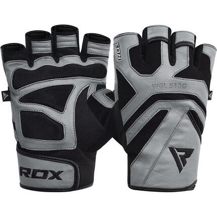 FITNESS-HANDSCHUH AUS LEDER S12 GRAU-S
