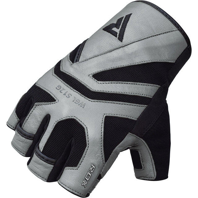 FITNESS-HANDSCHUH AUS LEDER S12 GRAU-S 3/3