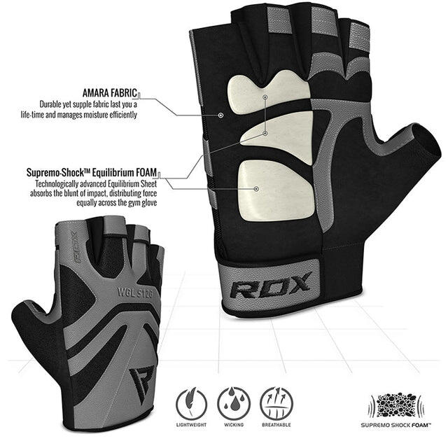 FITNESS-HANDSCHUH AUS LEDER S12 GRAU-S 2/3