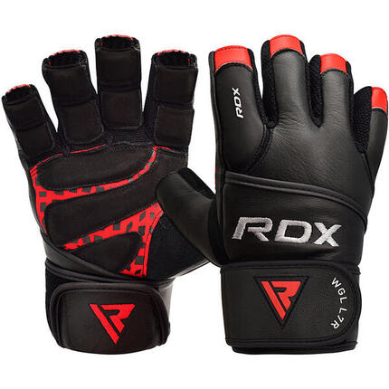 FITNESS-HANDSCHUH AUS LEDER ROT/SCHWARZ – S