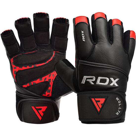 FITNESS-HANDSCHUH AUS LEDER ROT/SCHWARZ – S