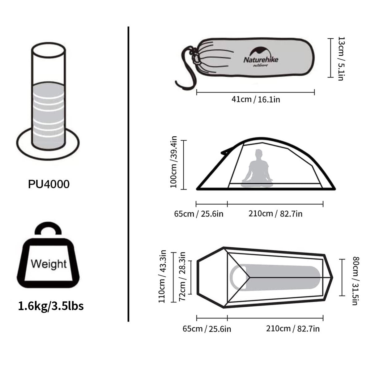 Cloud Up 1 lichtgewicht trekkingtent voor 1 personen-20D 4000MM 6/6