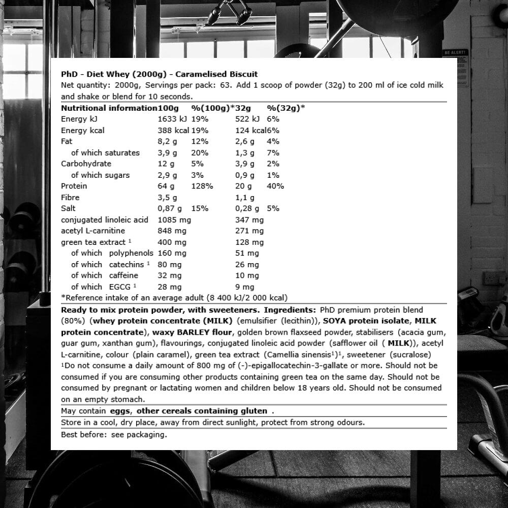PhD Diet Whey (2000g) Caramelised Biscuit - Protéines - Mélange de protéines 3/3